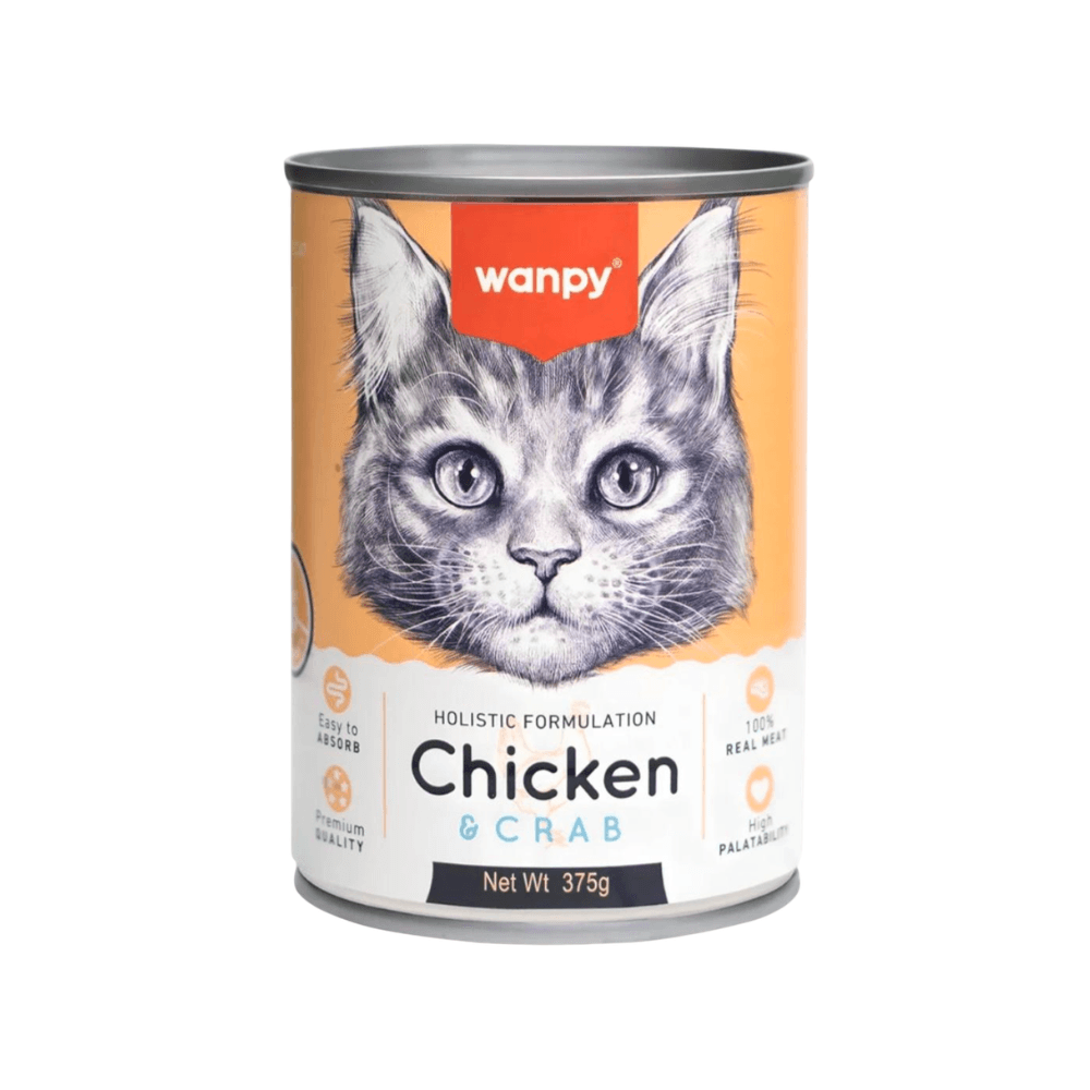 Wanpy Holistic Formulation Adult Cat Can Food Chicken & Crab 375gm