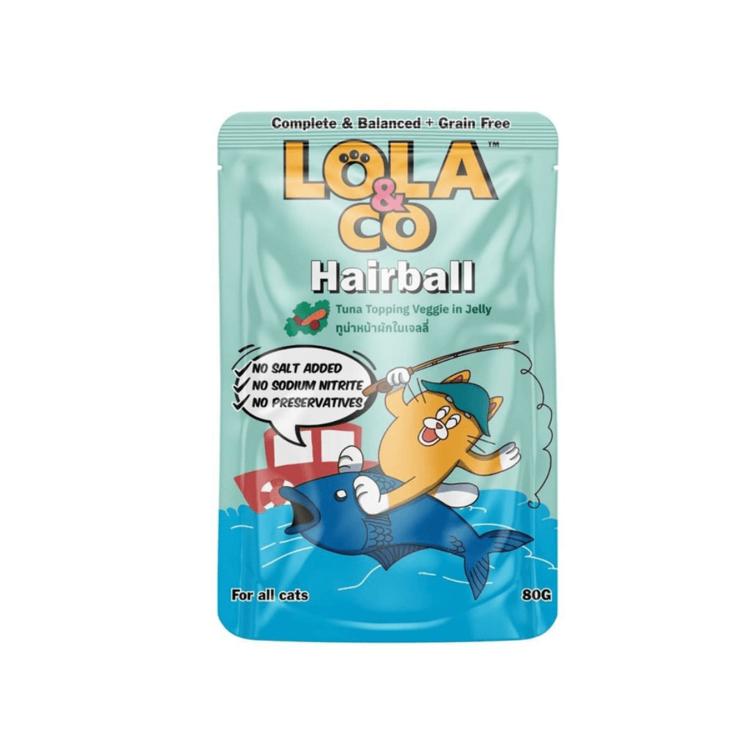Lola & Co Hairball Pouch Tuna Topping Veggie in Jelly for All Cats 80g