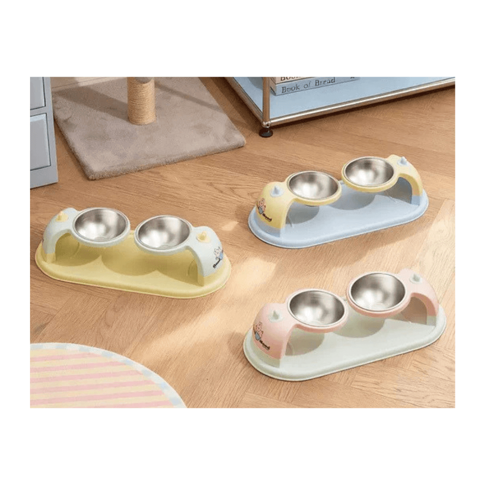 Good Mood 2-in-1 Elevated Stainless Steel Pet Double Bowls for Food and Water
