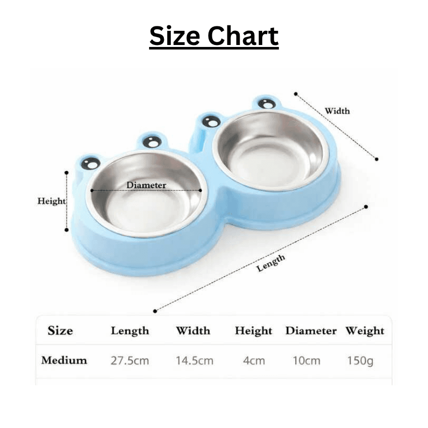 Frog Eye Stainless Steel Pet Double Bowl for Cat and Dog