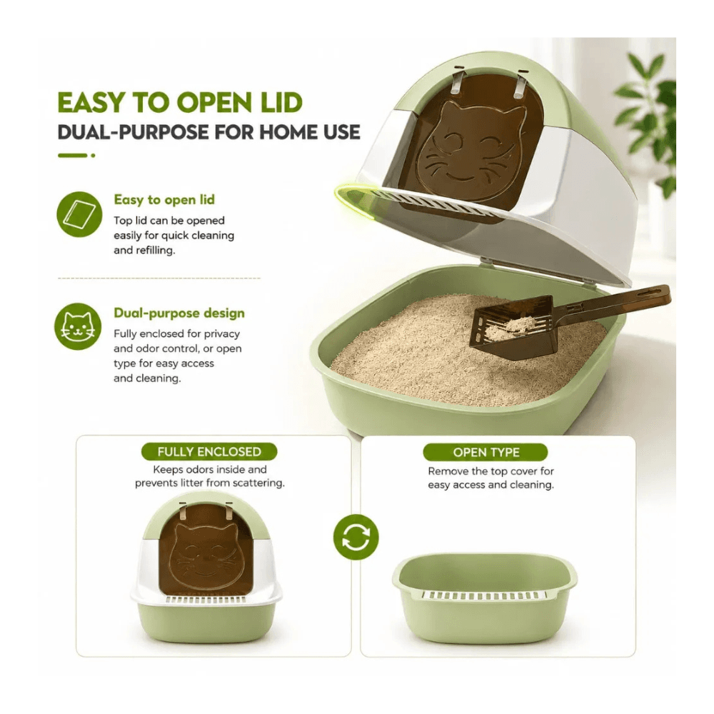 Premium Fully Enclosed Cat Litter Box with Scoop