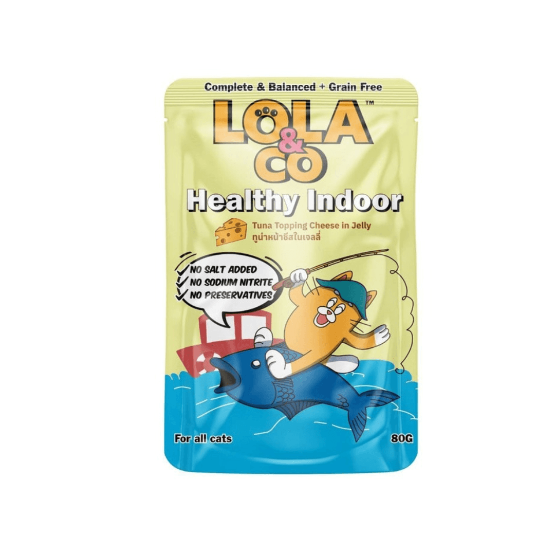 Lola & Co Healthy Indoor Pouch Tuna Topping Cheese in Jelly for All Cats 80g