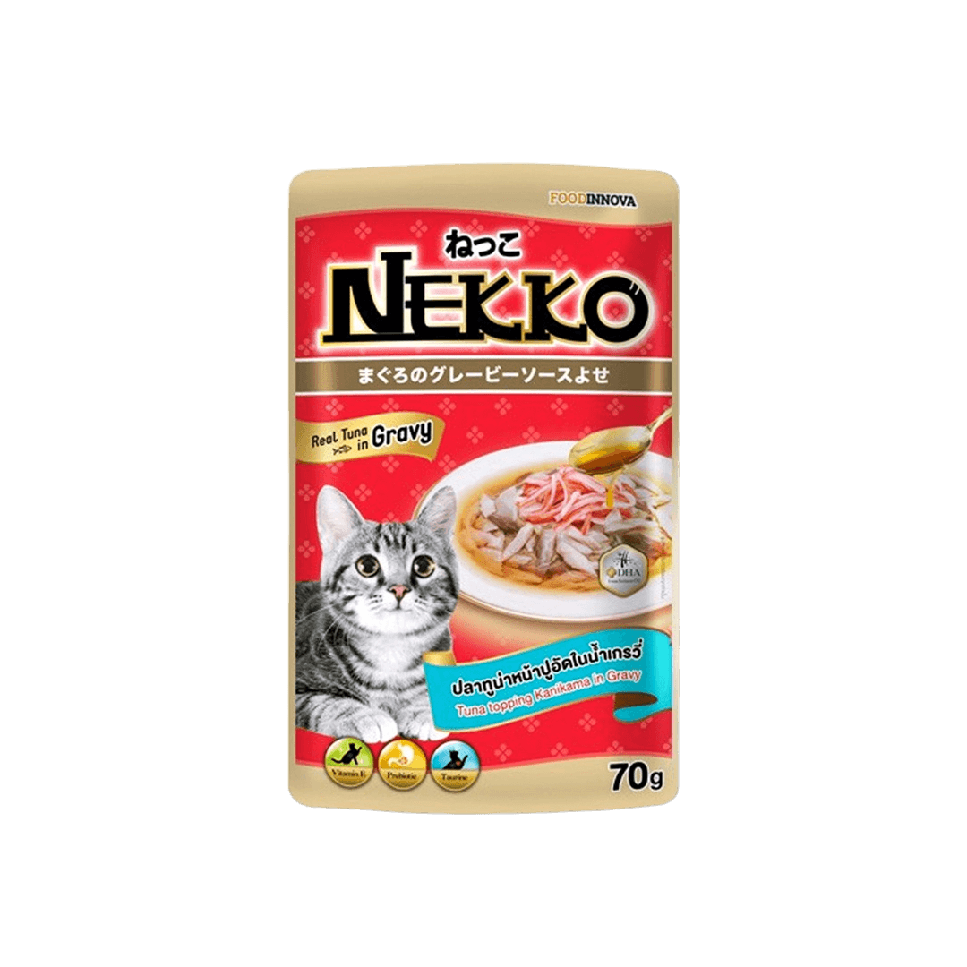 Nekko Pouch Real Tuna Topping Kanikama in Gravy 70g