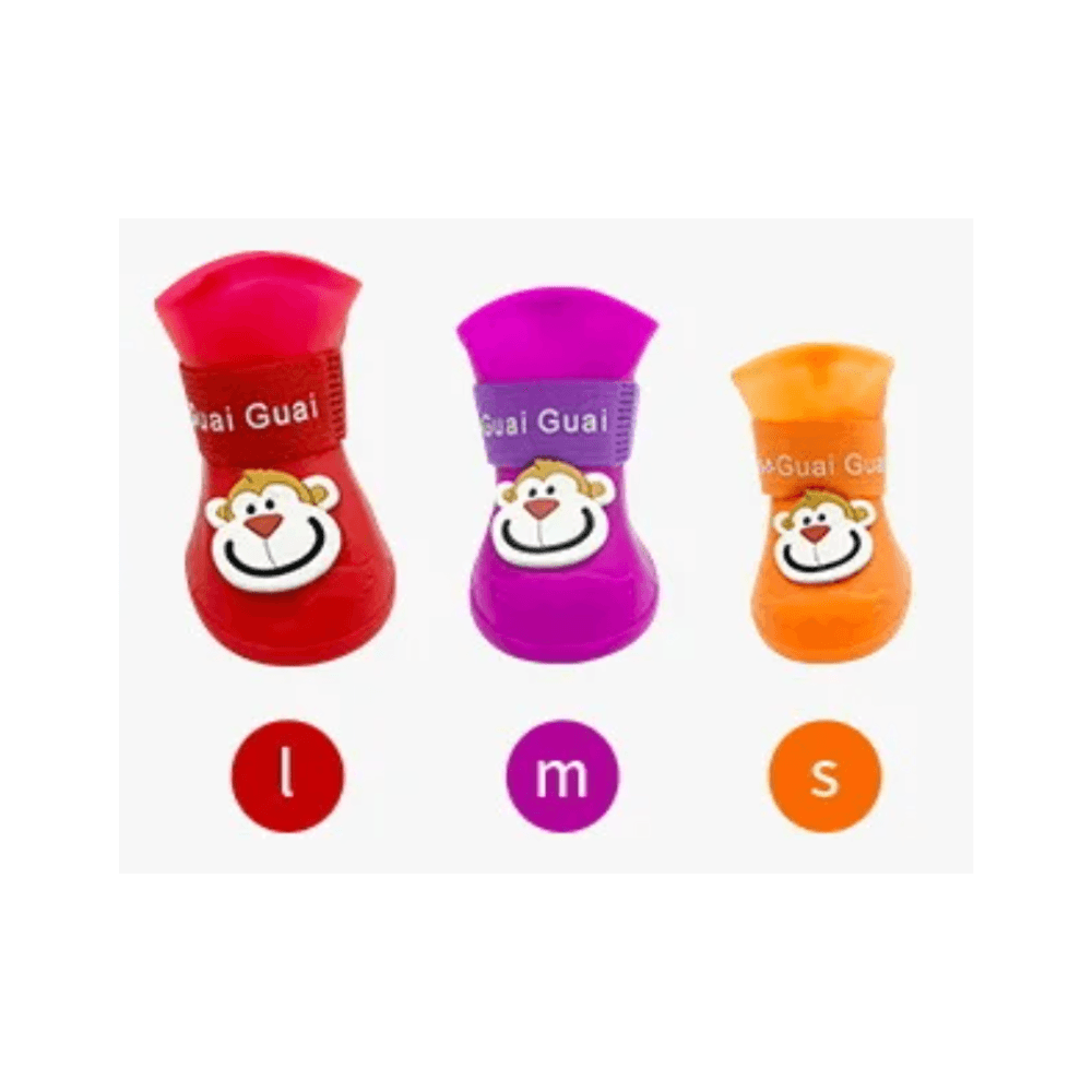 4 Pieces Premium Waterproof Pet Shoes Anti-slip Rain Boots Footwear