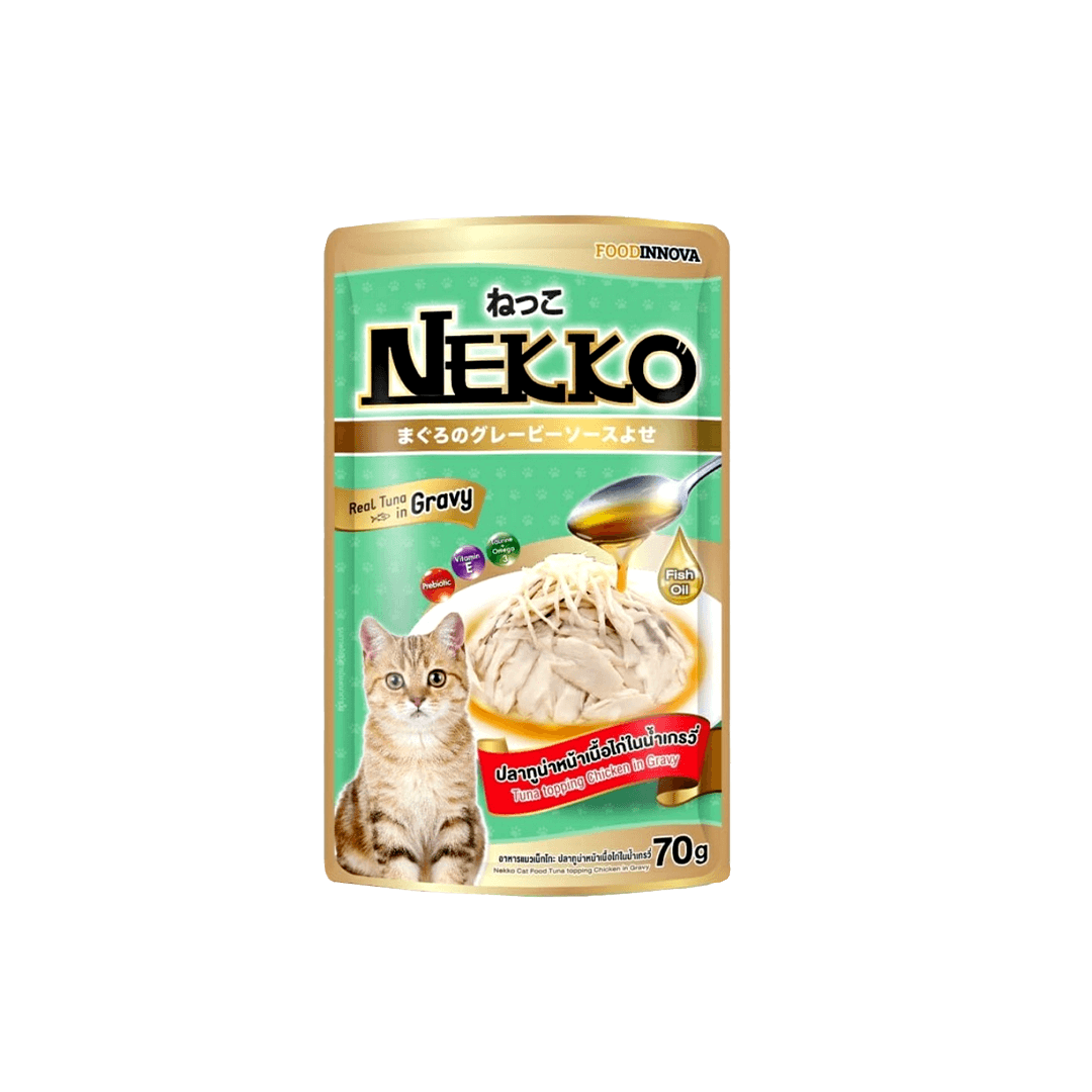 Nekko Pouch Real Tuna Topping Chicken in Gravy 70g