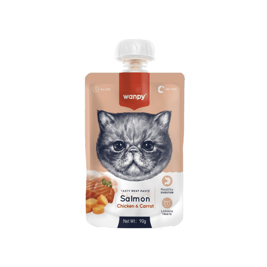 Wanpy Tasty Meat Paste Pouch Salmon, Chicken & Carrot 90gm