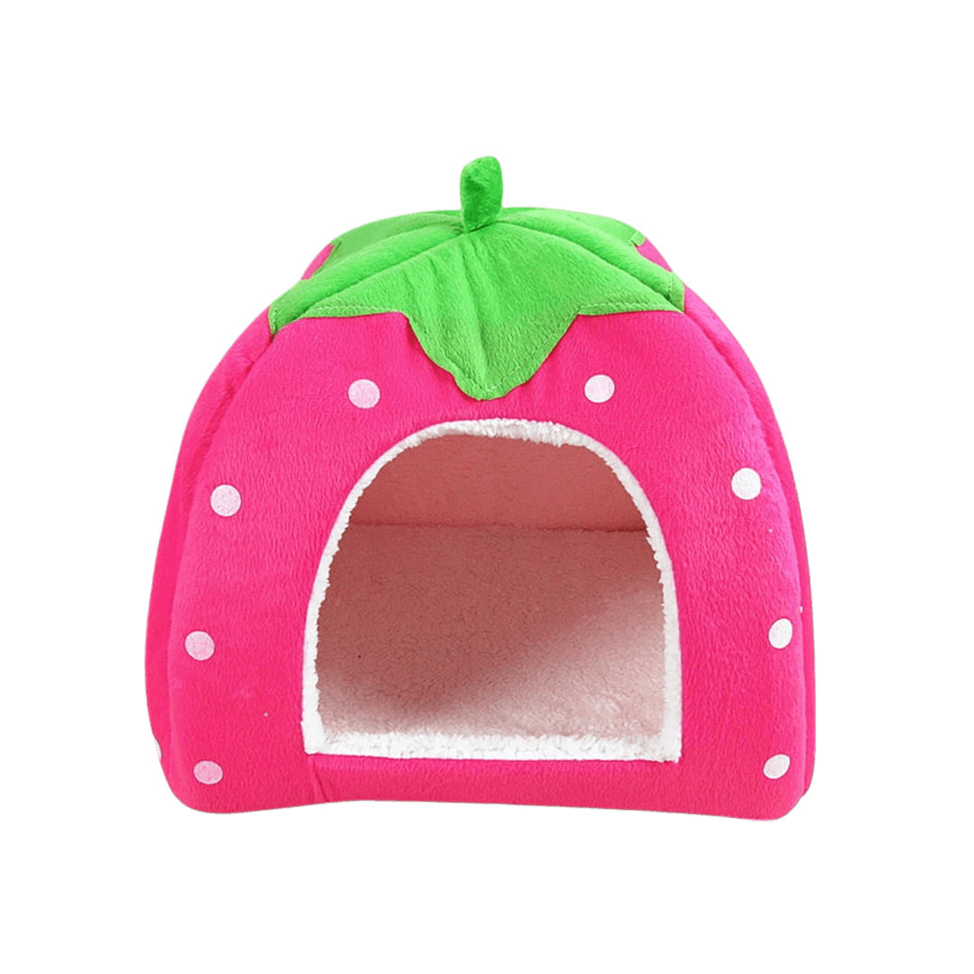 Strawberry Warm Cotton Foldable Cat Bed and House