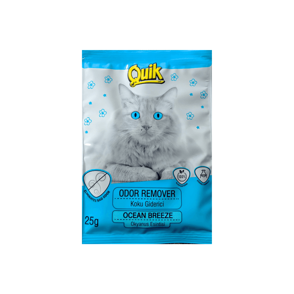 Quik Odor Remover Cat Litter Freshener Deodorizing Powder Ocean Breeze 25g