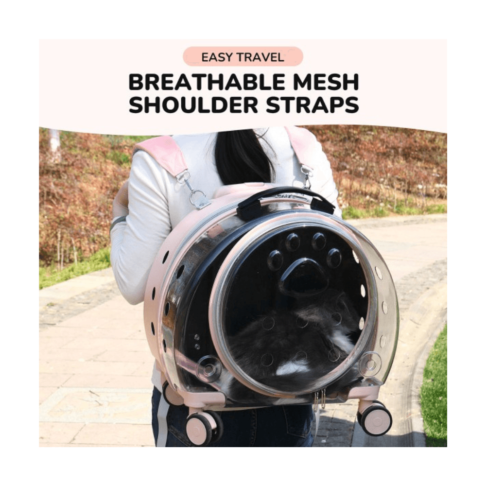 Transparent Pet Travel Trolley Bag with Backpack