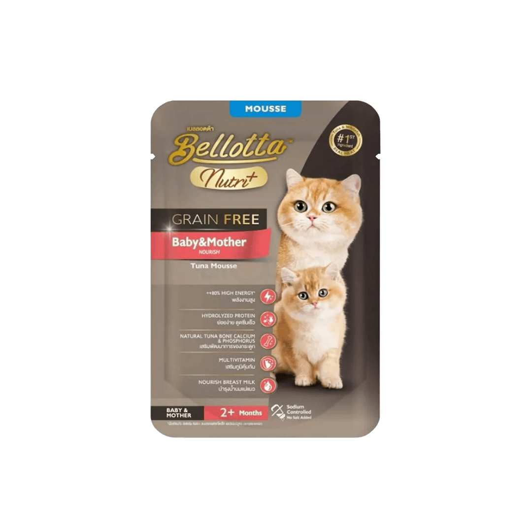 Bellotta Nutri Plus Grain Free Pouch Baby & Mother Tuna Mousse 70gm