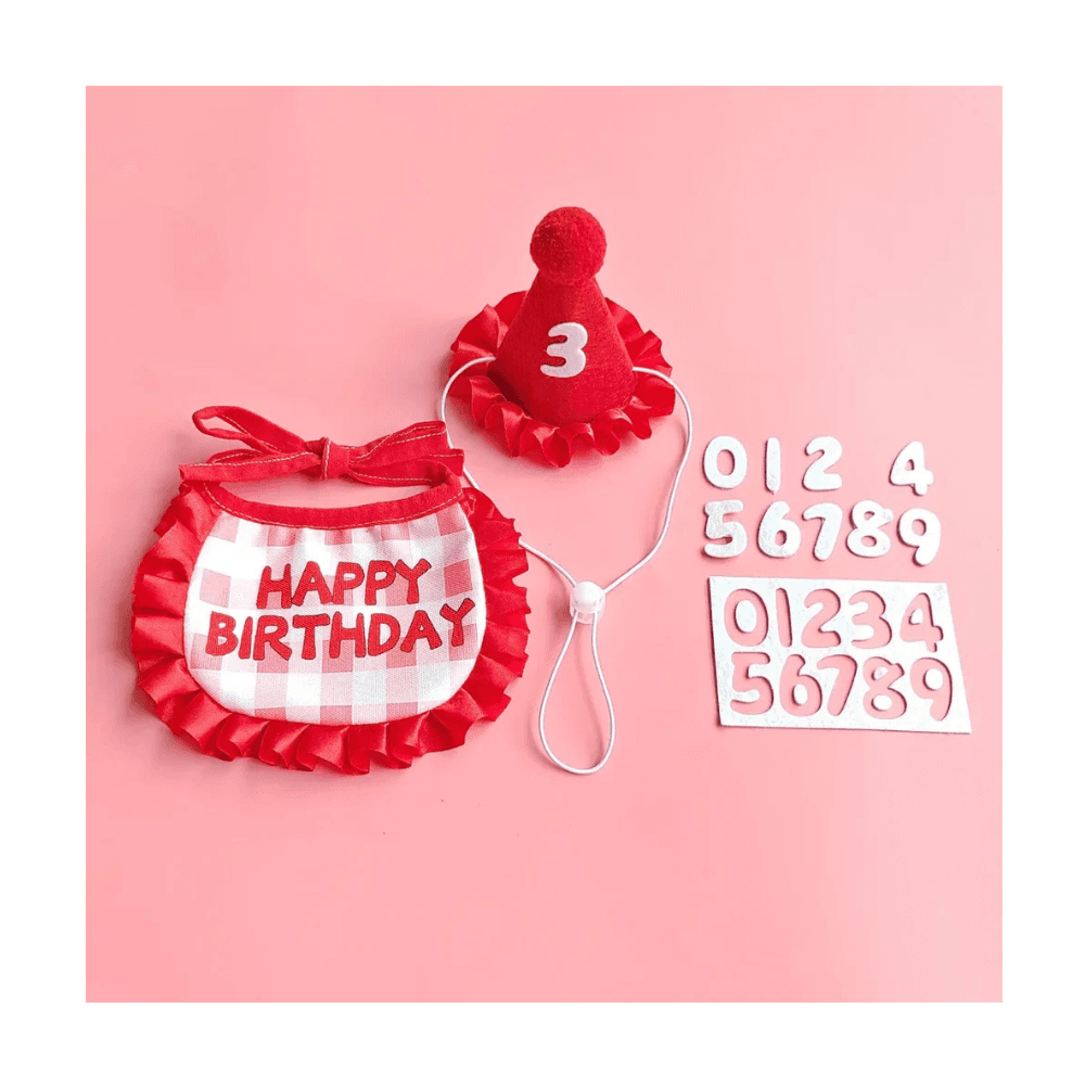 Complete Cat Birthday Set - Scarf, Hat, Year Badge (No Exchange)