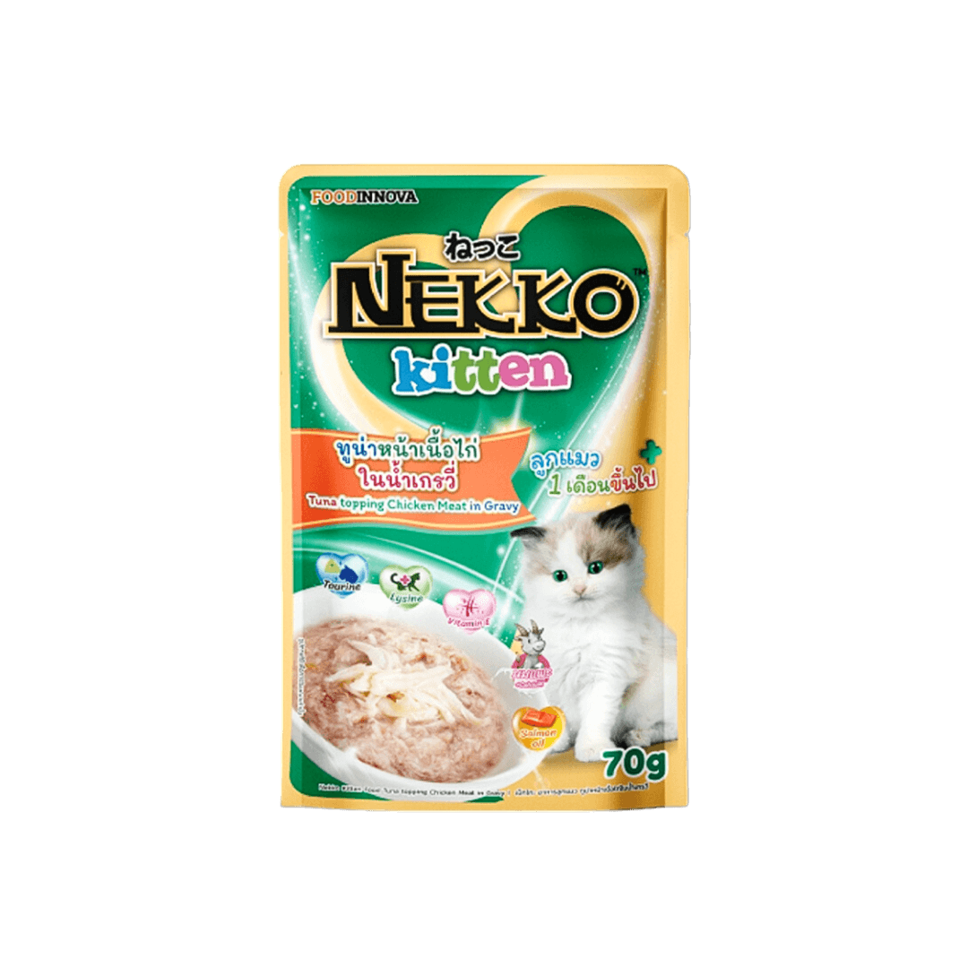 Nekko Kitten Pouch Real Tuna Topping Chicken Meat in Gravy 70g