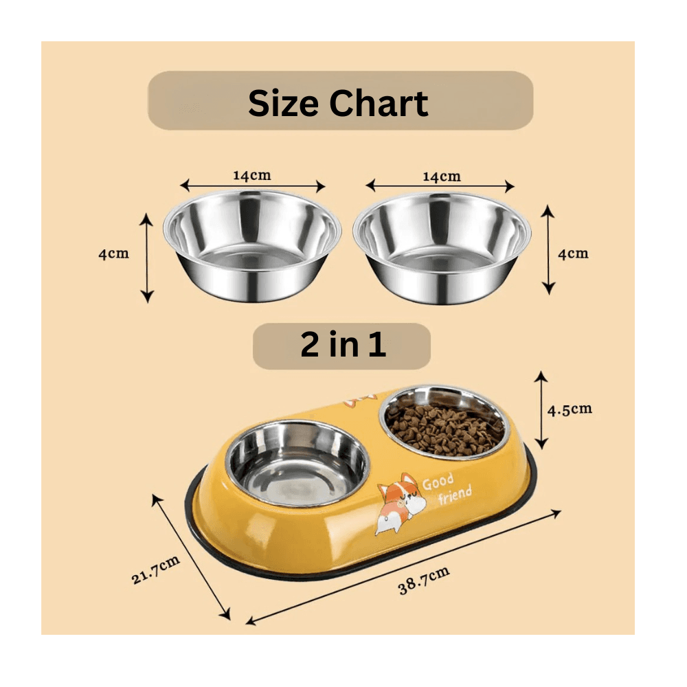 High Quality Large Stainless Steel Double Bowl for Food & Water