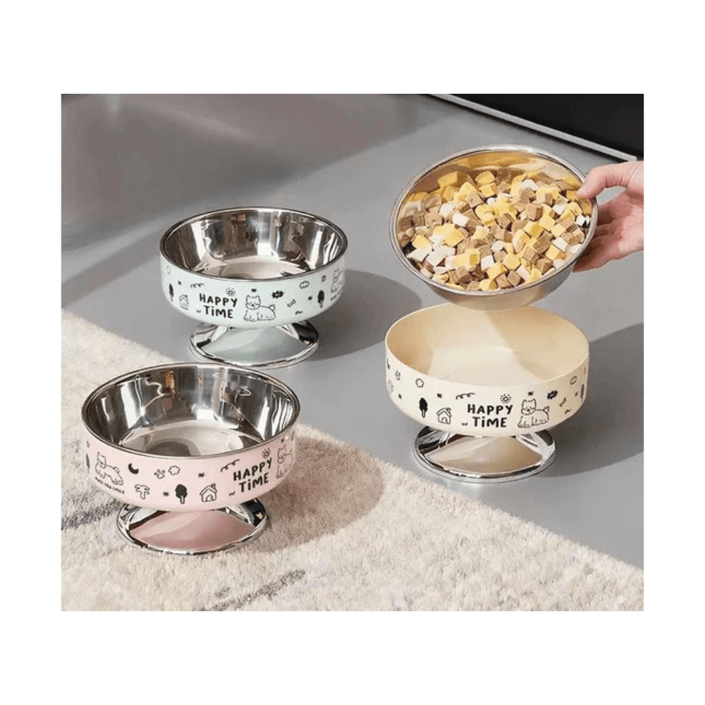 Happy Time Large Stainless Steel Cat Food Bowl