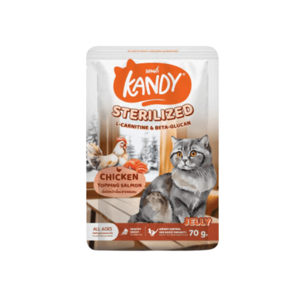 Kandy STERILIZED Formula Cat Pouch Chicken Topping Salmon for All Ages 70g