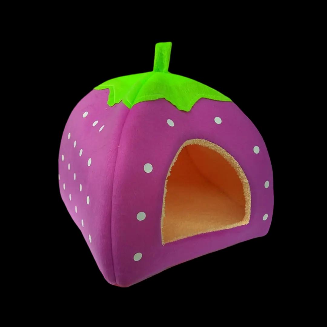 Premium Warm Cotton Foldable Strawberry Cat Bed and House