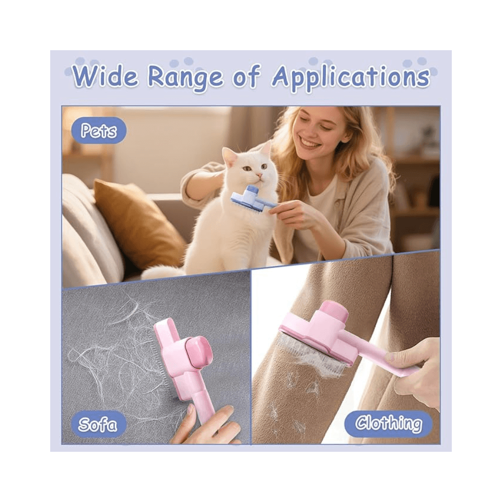 Self-Cleaning Tick & Flea Comb Grooming Brush & Fur Remover for Cats & Dogs