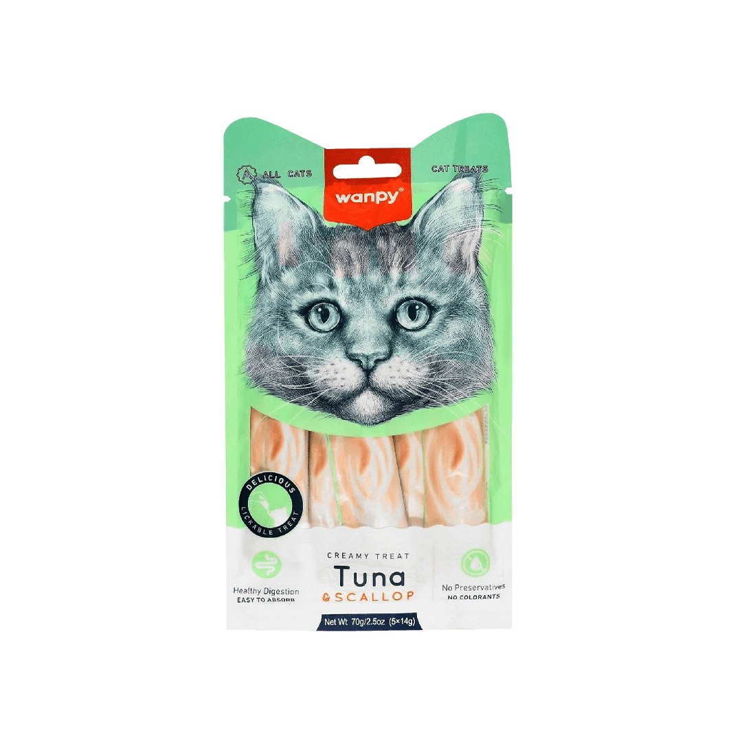 Wanpy Creamy Cat Treat Tuna & Scallop 70gm (5 Pieces Pack)