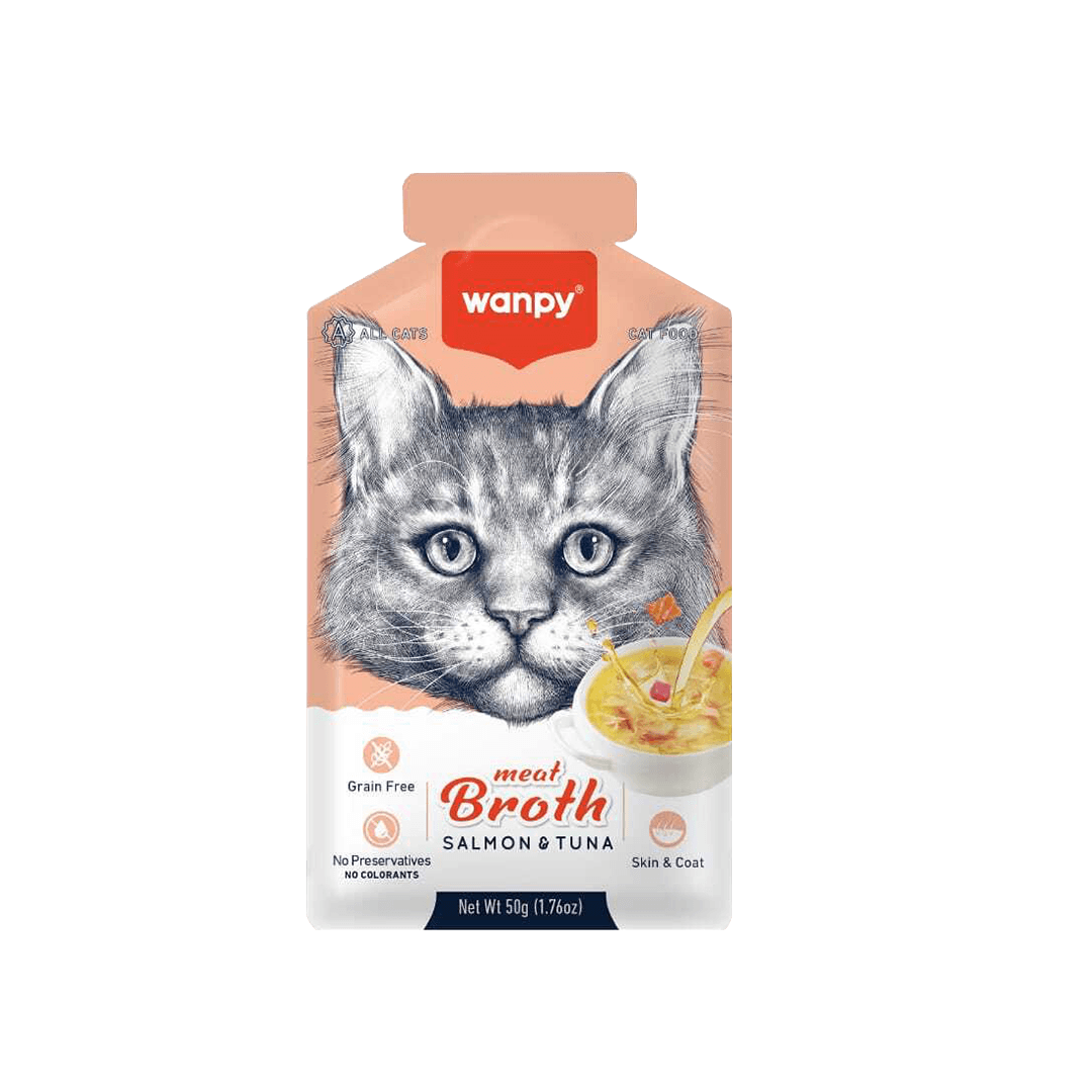 Wanpy Meat Broth Cat Pouch Tuna & Salmon 50gm