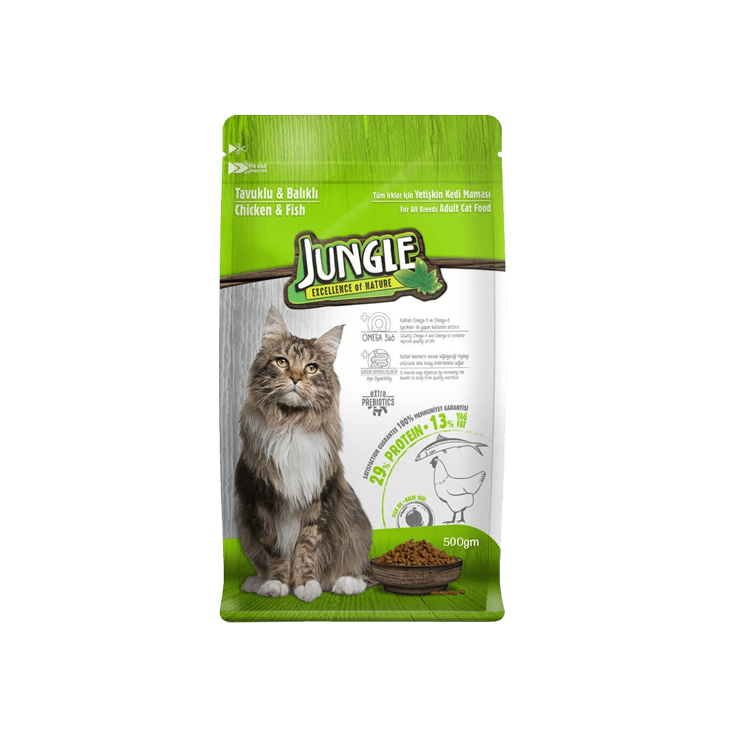Jungle Adult Dry Cat Food Chicken & Fish 500gm