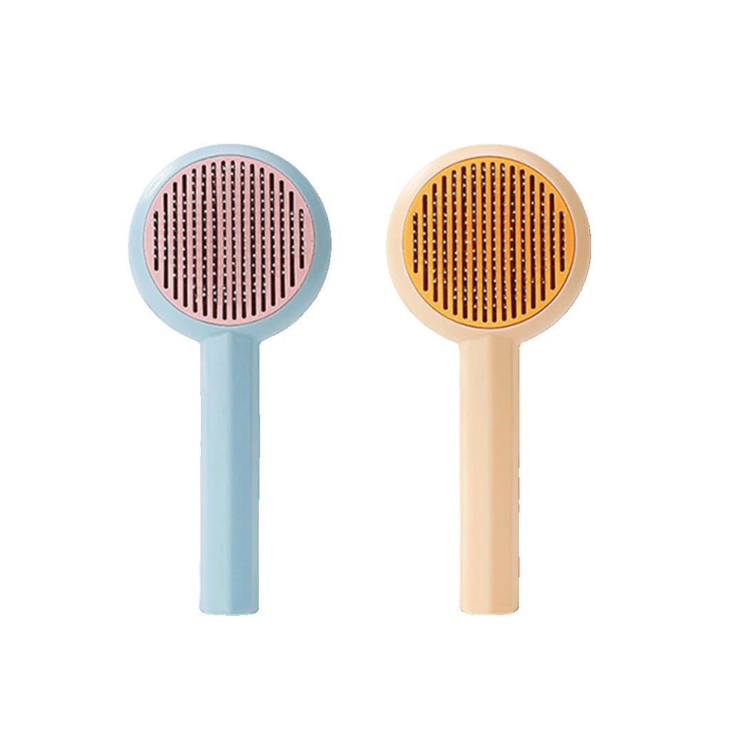 Comfortable Handle Self-Cleaning Grooming Brush for Pets