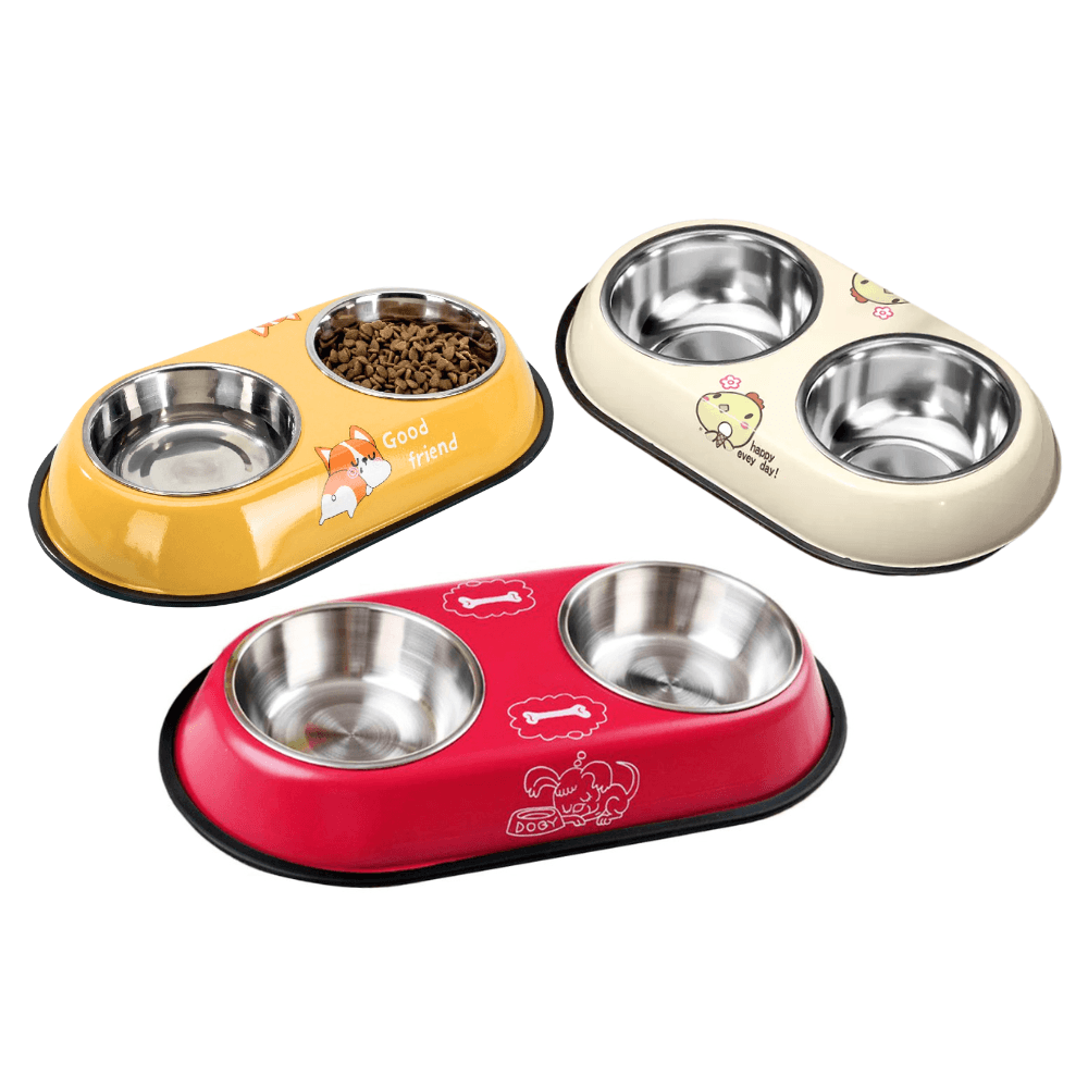 High Quality Large Stainless Steel Double Bowl for Food & Water