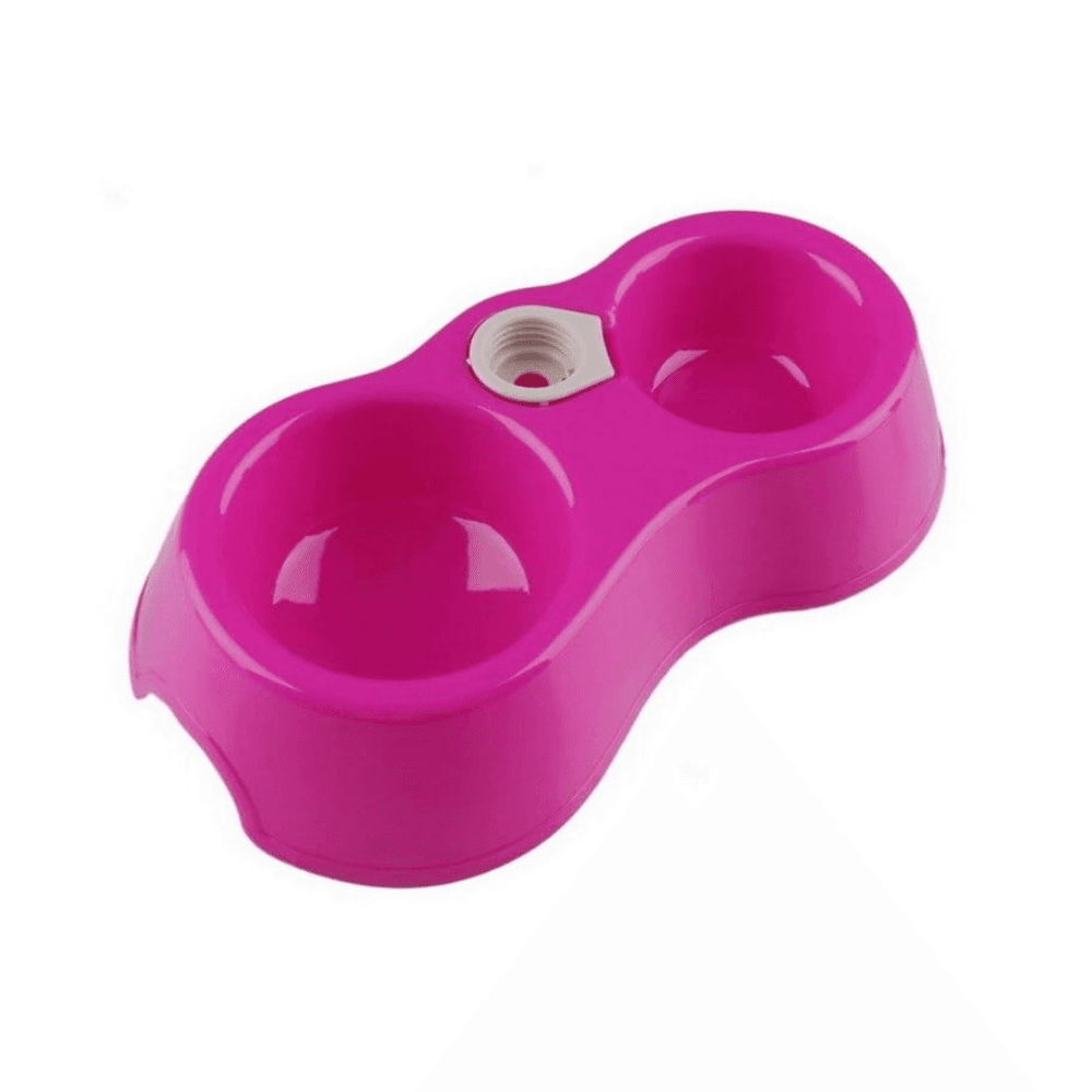 2 in 1 Plastic Pet Food Bowl with Water Bottle Option