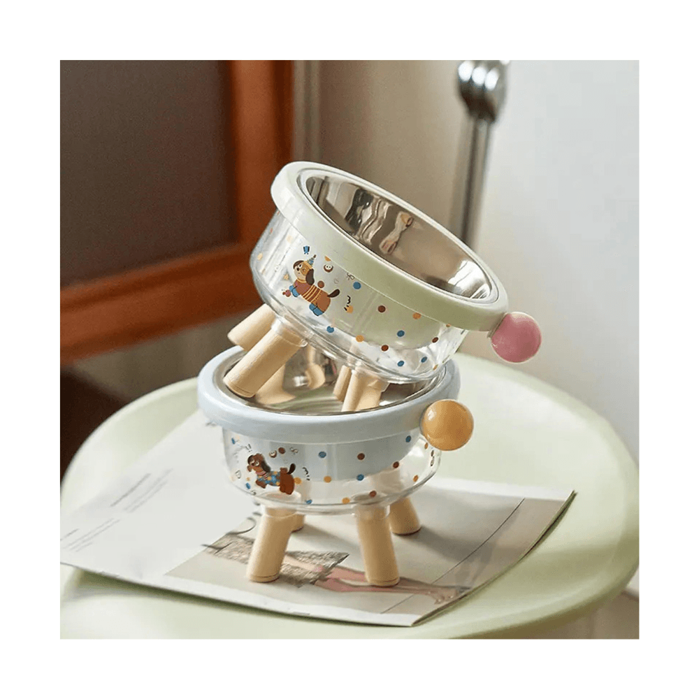 Cartoon Pet Feeding Bowl with Stable Stand