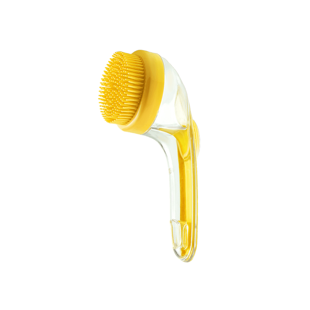 Comfortable Handle Shampoo Dispenser Massage Bath Brush Soft Silicone Bristles