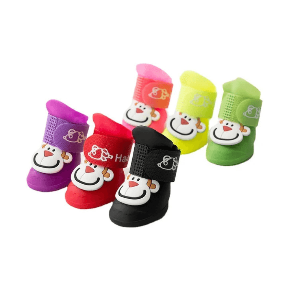4 Pieces Premium Waterproof Pet Shoes Anti-slip Rain Boots Footwear