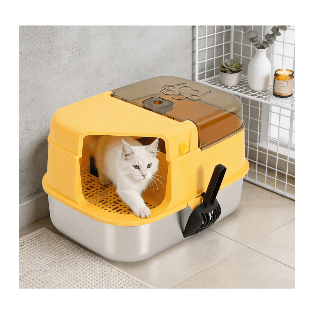 3-in-1 Convertible Stainless Steel Cat Litter Box