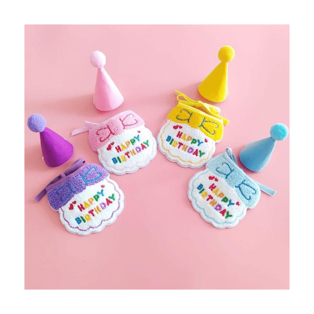 Adjustable 2 Pieces Cat Birthday Set - Scarf & Hat (No Exchange)