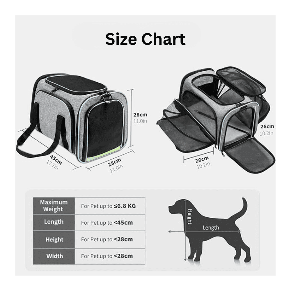 Two-side Expandable Pet Carrier Bag with Expandable Cushion Airline Approved