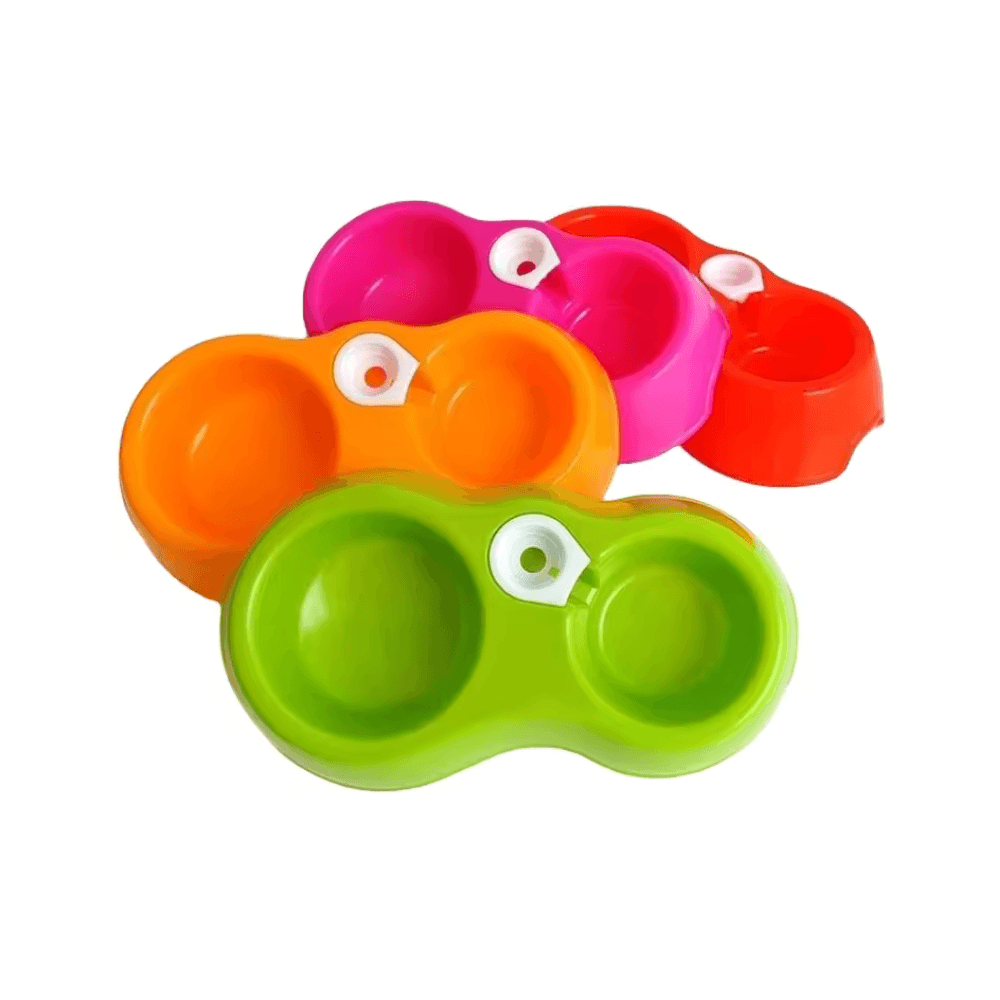 2 in 1 Plastic Pet Food Bowl with Water Bottle Option