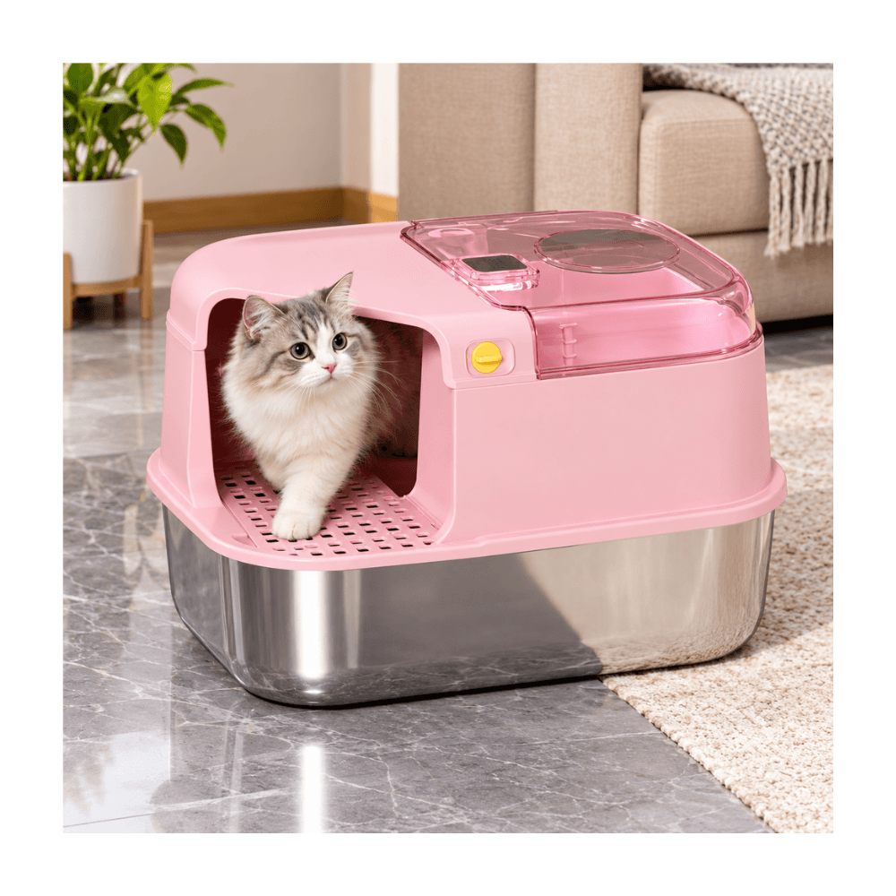 3-in-1 Convertible Stainless Steel Cat Litter Box