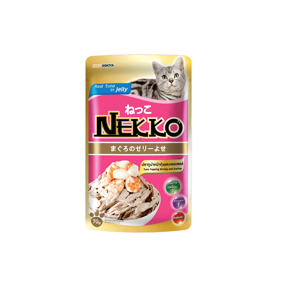 Nekko Pouch Real Tuna Topping Shrimp & Scallop in Jelly 70g