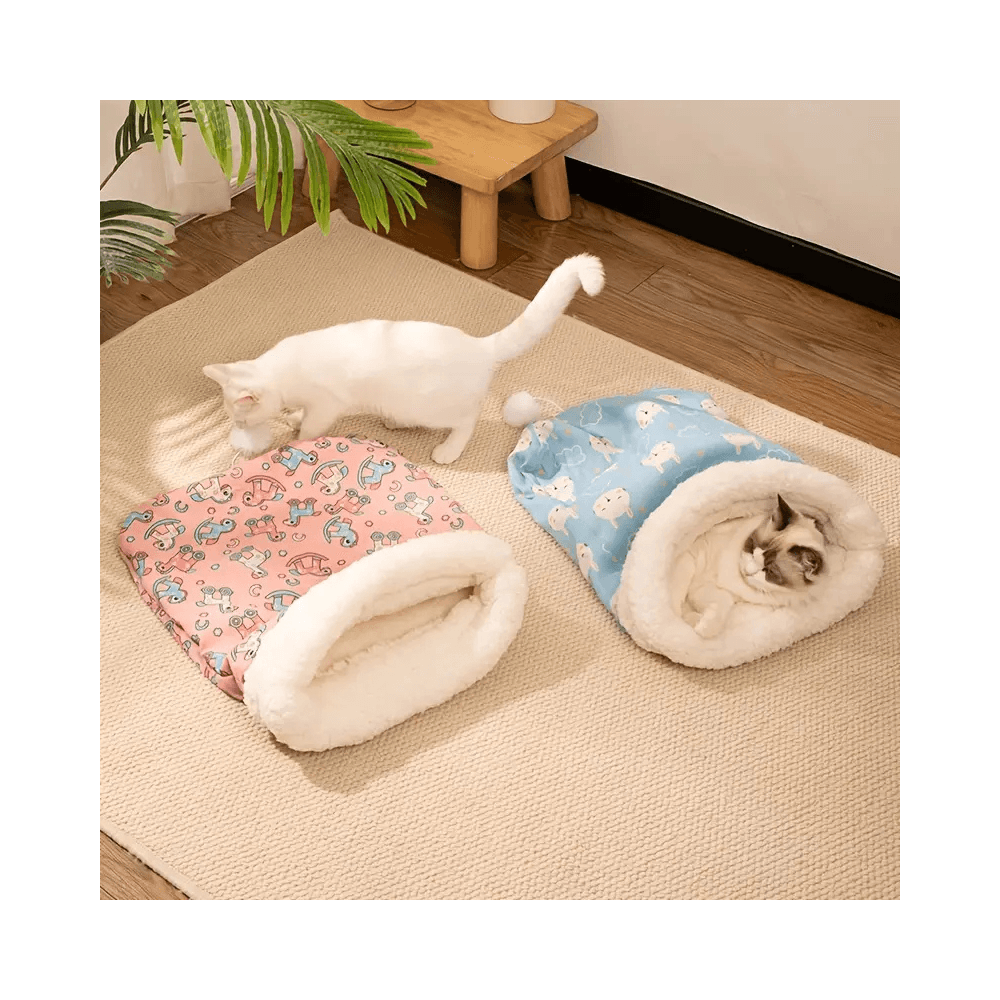 Cozy Plush Cat Bed Soft Pet Sleeping Bag