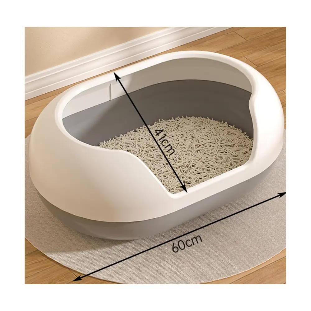 Semi Enclosed Cat Litter Box with High Sides with Gray Scoop