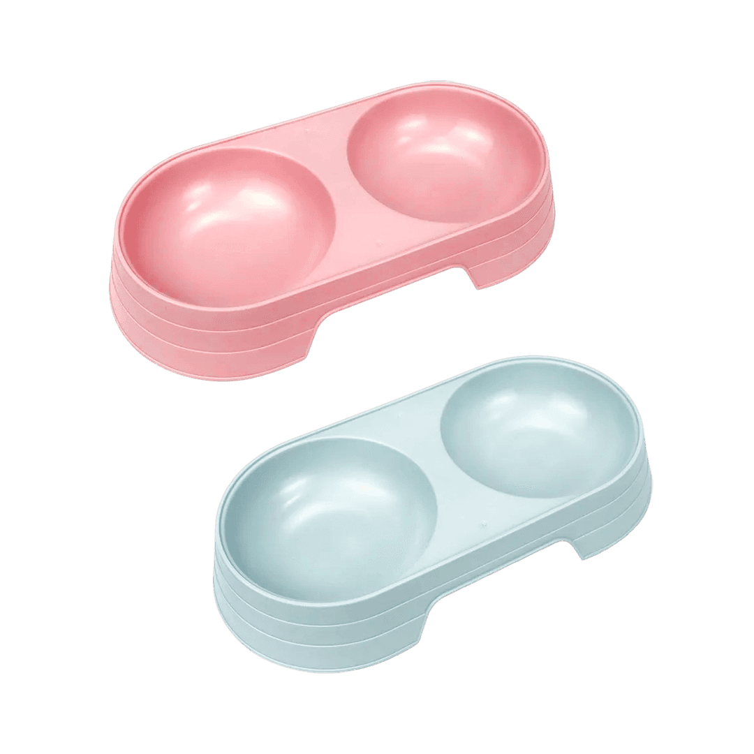 Plastic Pet Food Double Bowl Mini