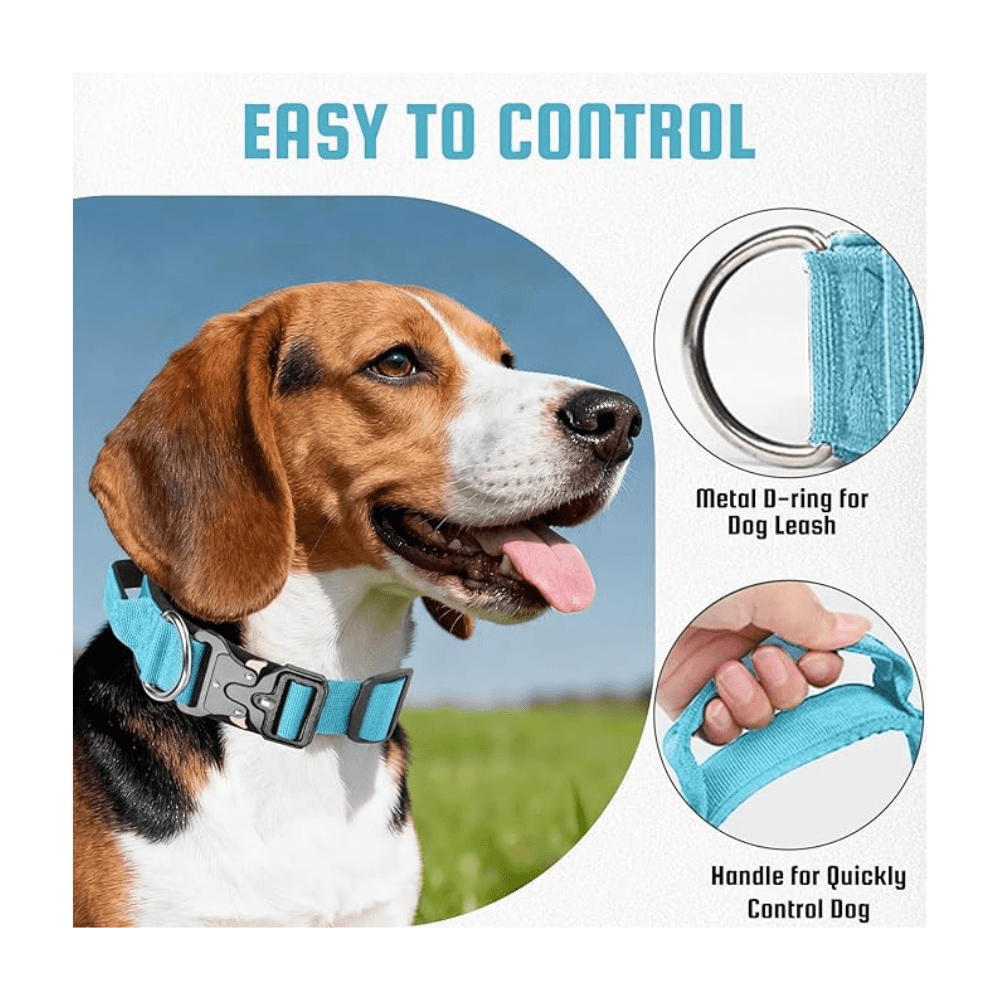 Extra Large Training Dog Tactical Collar with Heavy Duty Metal Buckle with Handle