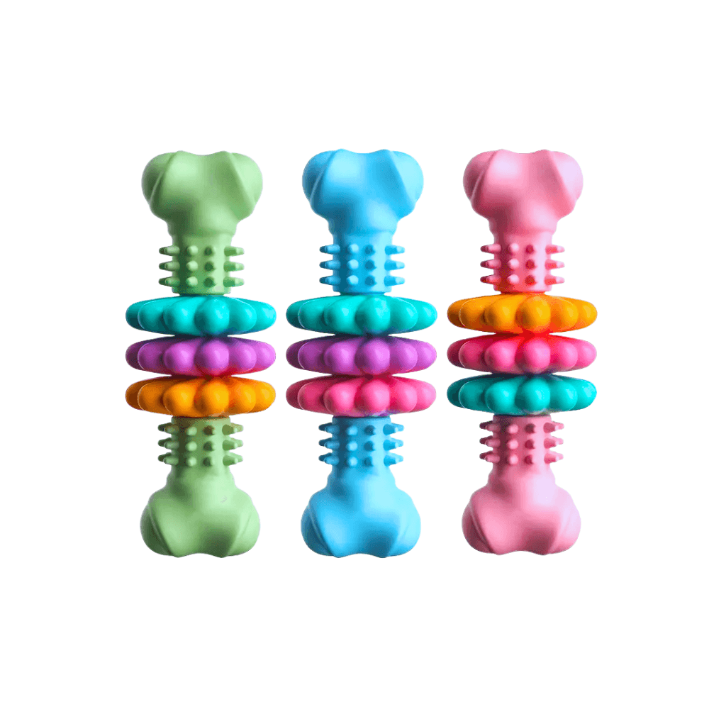 Geometric Patterned Rubber Bone Durable Dog Chew Toy