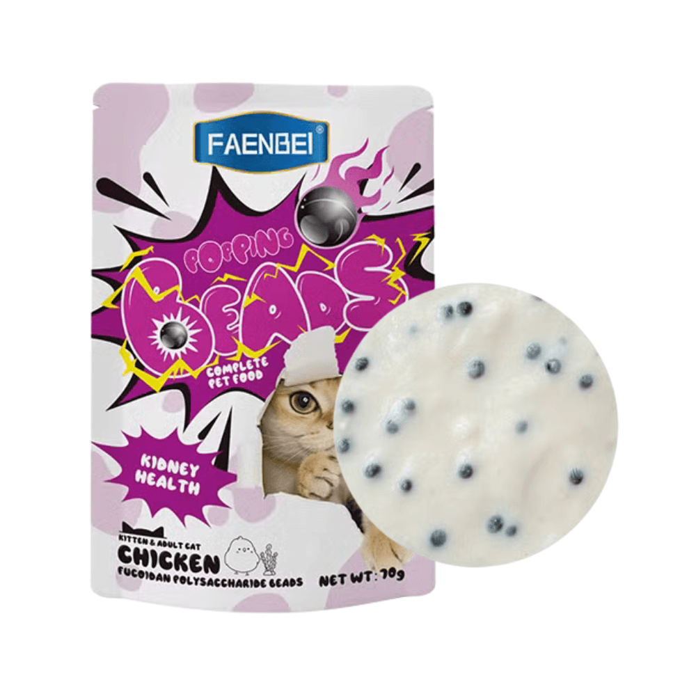 Faenbei Cat Snack KIDNEY HEALTH & Fucoidan Polusaccharide Popping Beads with Chicken 70g