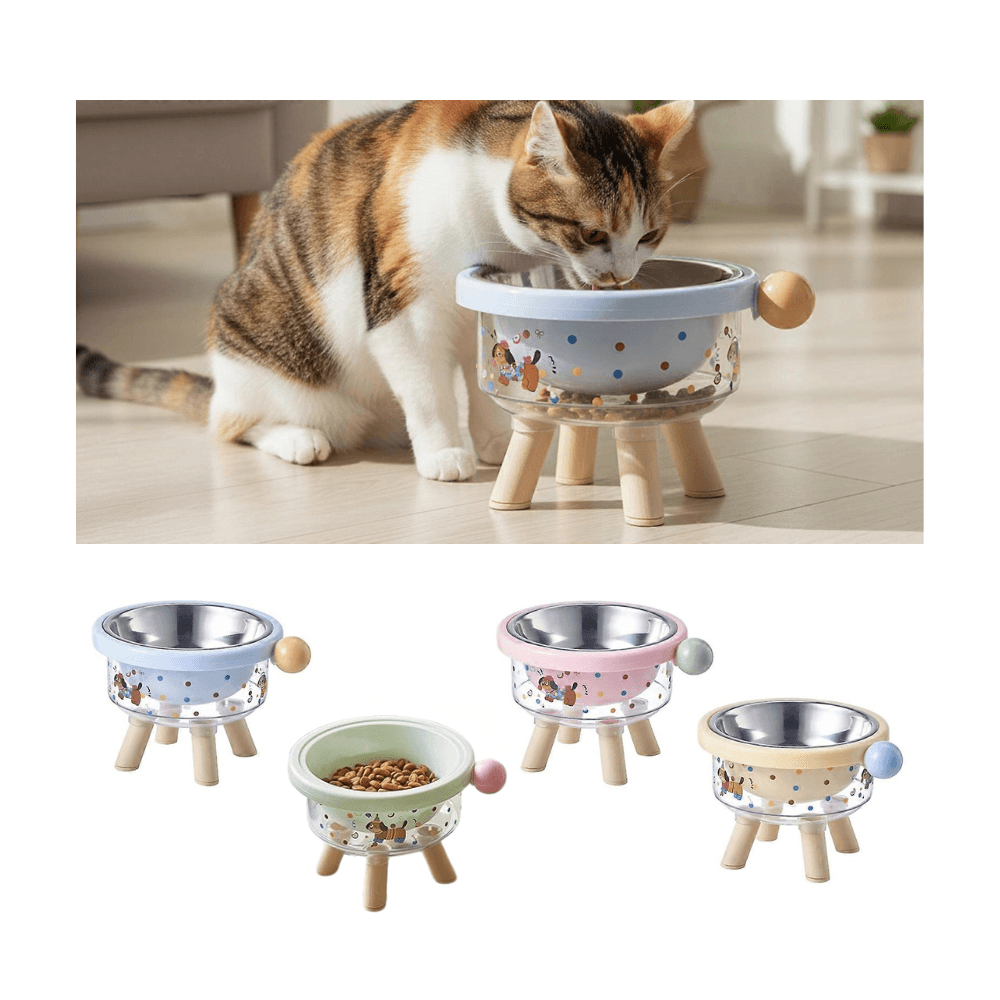 Cartoon Pet Feeding Bowl with Stable Stand