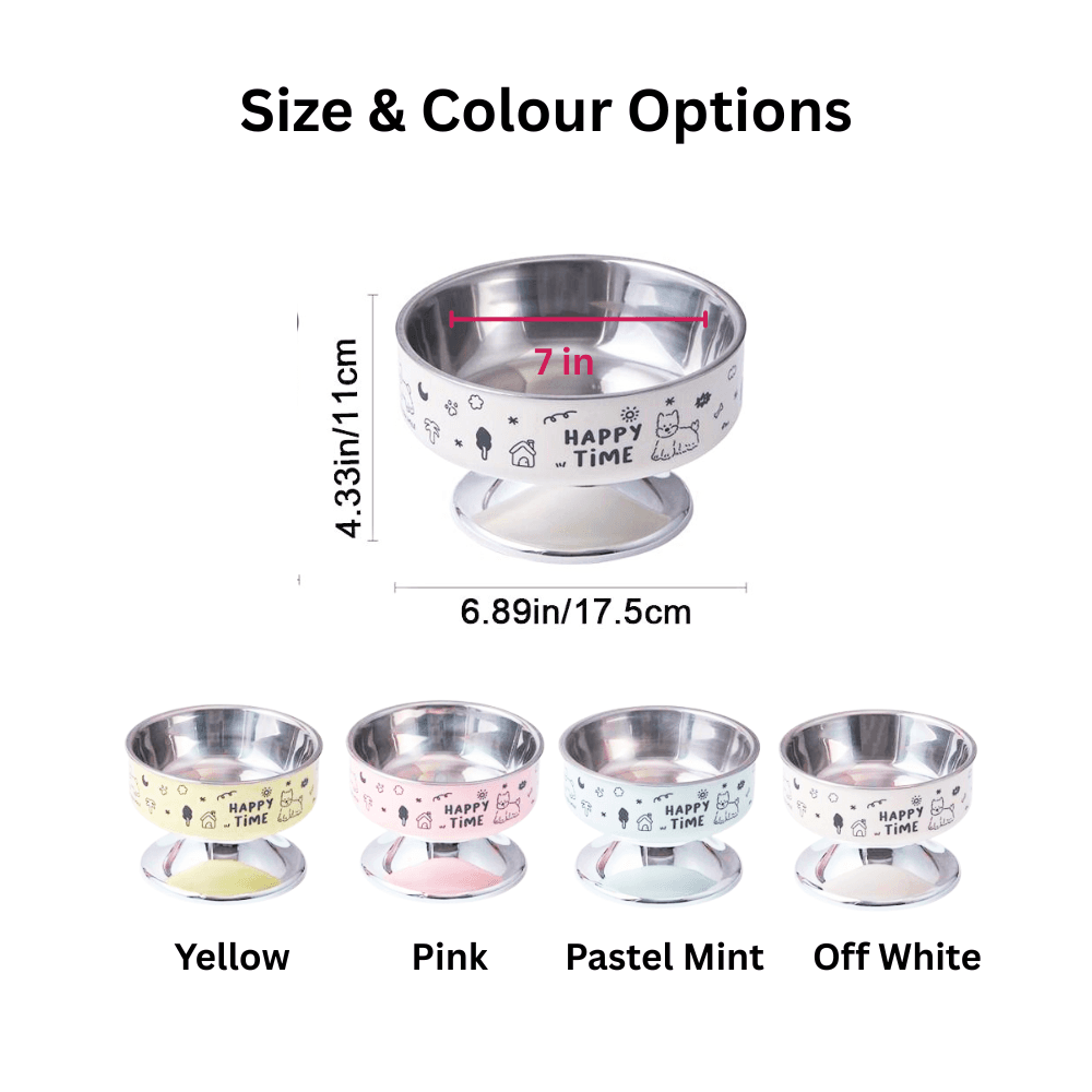 Happy Time Large Stainless Steel Cat Food Bowl