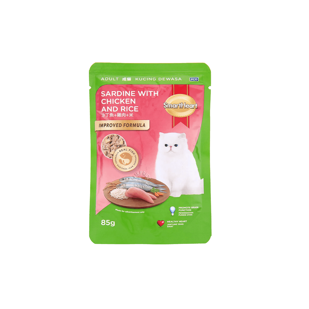 SmartHeart Cat Pouch Adult Sardine with Chicken & Rice 85g