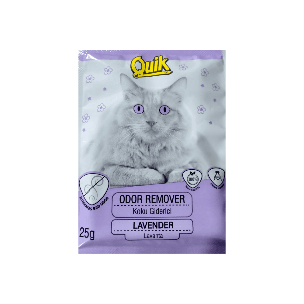 Quik Odor Remover Cat Litter Freshener Deodorizing Powder Lavender 25g