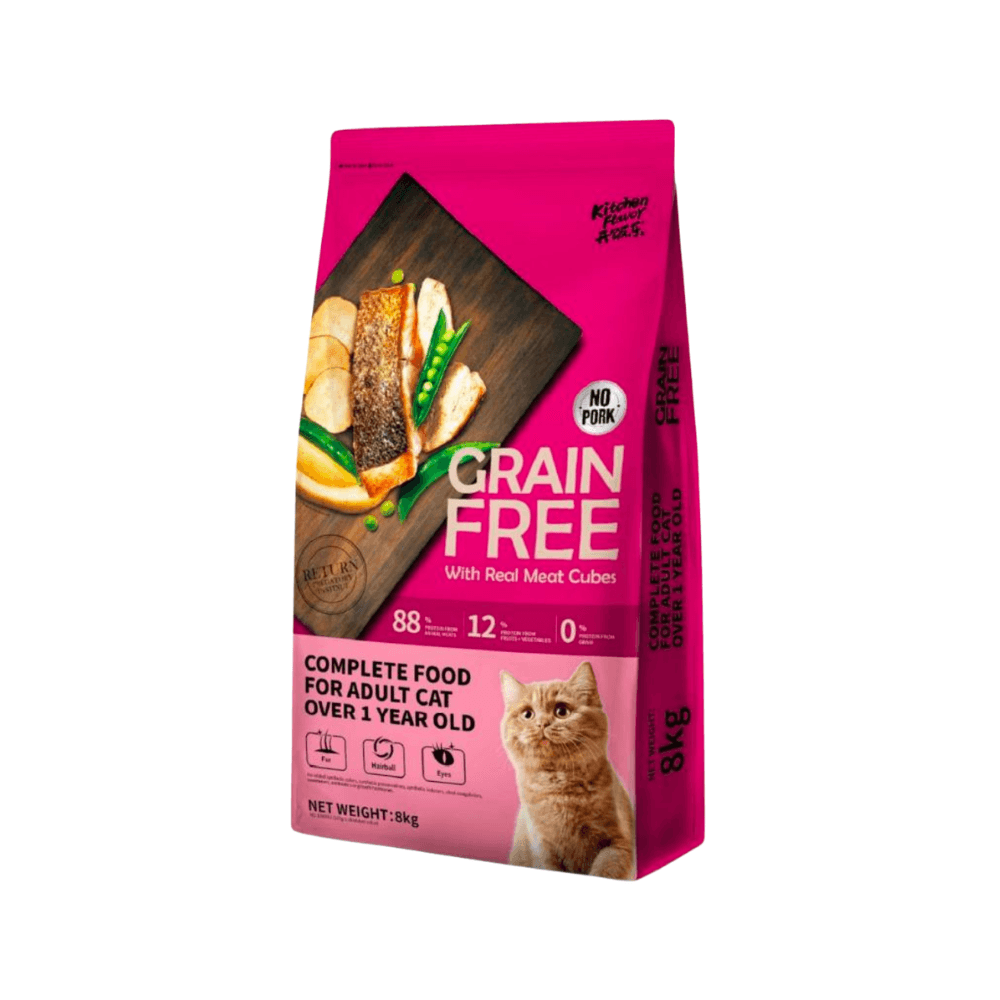 Kitchen Flavor Grain Free Cat Food with Real Meat Cubes for Adult Cat 8kg