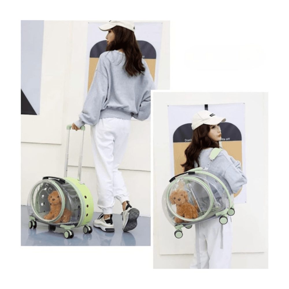 Transparent Pet Travel Trolley Bag with Backpack