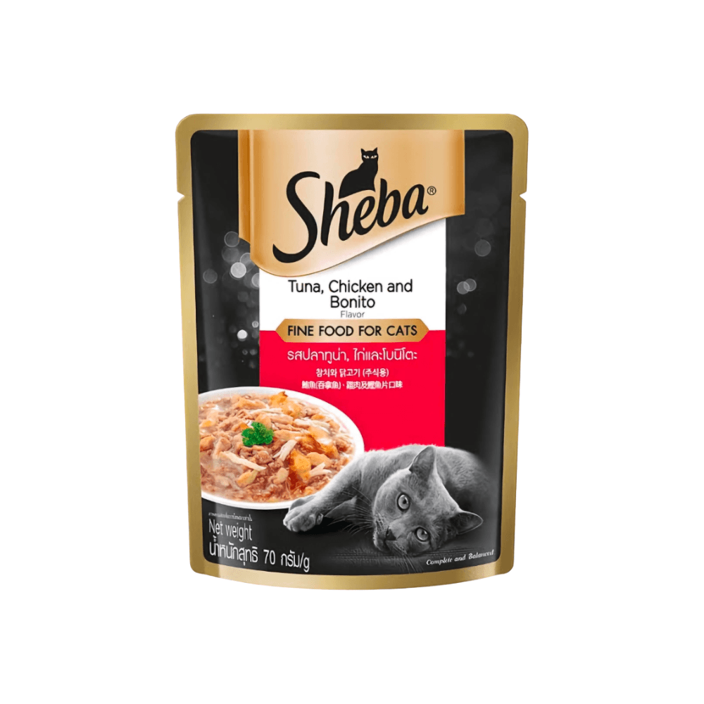 Sheba Pouch Adult Tuna, Chicken & Bonito 85g
