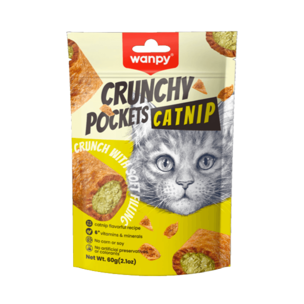 Wanpy Crunchy Pockets Catnip Crunch with Soft Filing Cat Treat 60gm